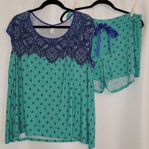 Soma XL Cool Nights Pajama PJ Set Shirt Shorts